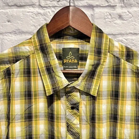 Lot Of 2 PrAna Mens Breathe Pearl Snap Plaid Button Up Short Sleeve Shirt Sz XL - Picture 2 of 10